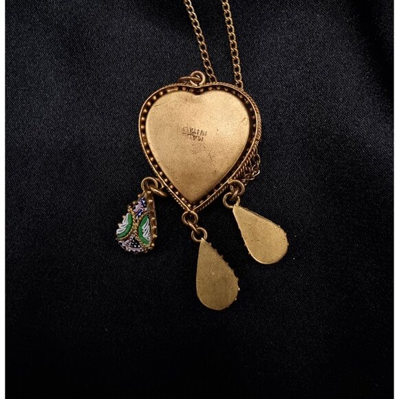 Rare Find Vintage 1930s-1950s Italian Gold Tone Necklace W/ Hand-Painted Micromo - Picture 6 of 7